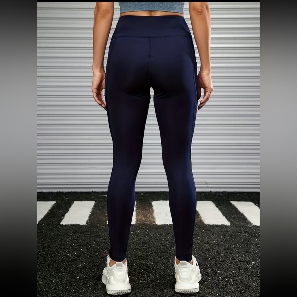 Navy High Waist athletic Leggings - Picture 5 of 5